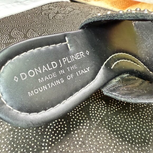 Donald J Pliner Black Leather Studded Platform Sandals Size 6M - Picture 4 of 9